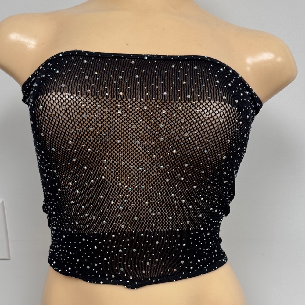 Rhinestone Studded Bandeau Tube Top Plus Size